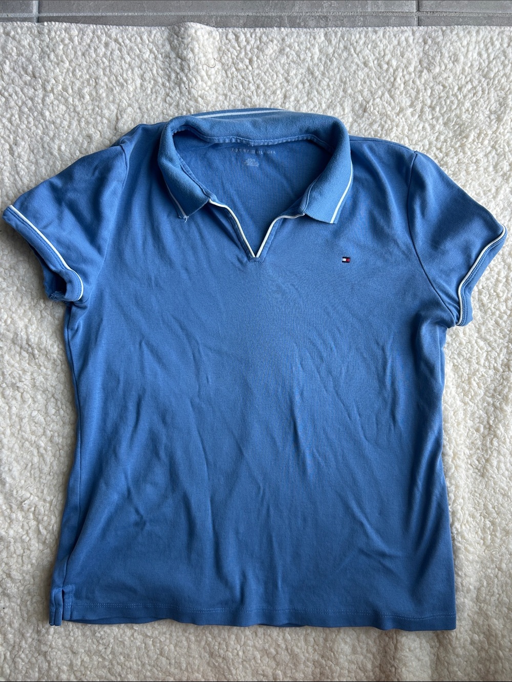 Tommy Hilfiger Light Blue Short Sleeve Polo with Contrast Trim